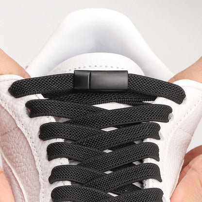 Magnetic Lock Elastic Shoelaces– Metal Lock No-Tie Laces for Sneakers, Running, & Tennis Shoes