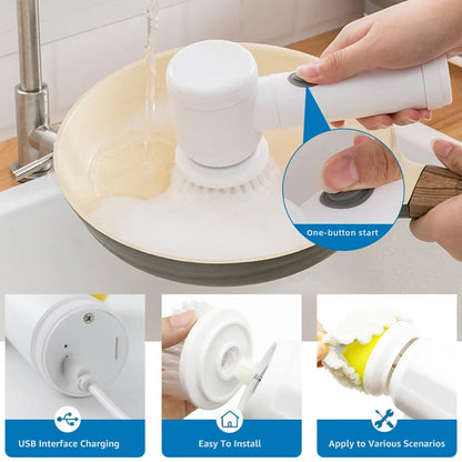 "Multifunctional Rechargeable Electric Cleaning Brush – Automatic Brush for Dishwashing, Pots, Cooktops, and Tile Cleaning"