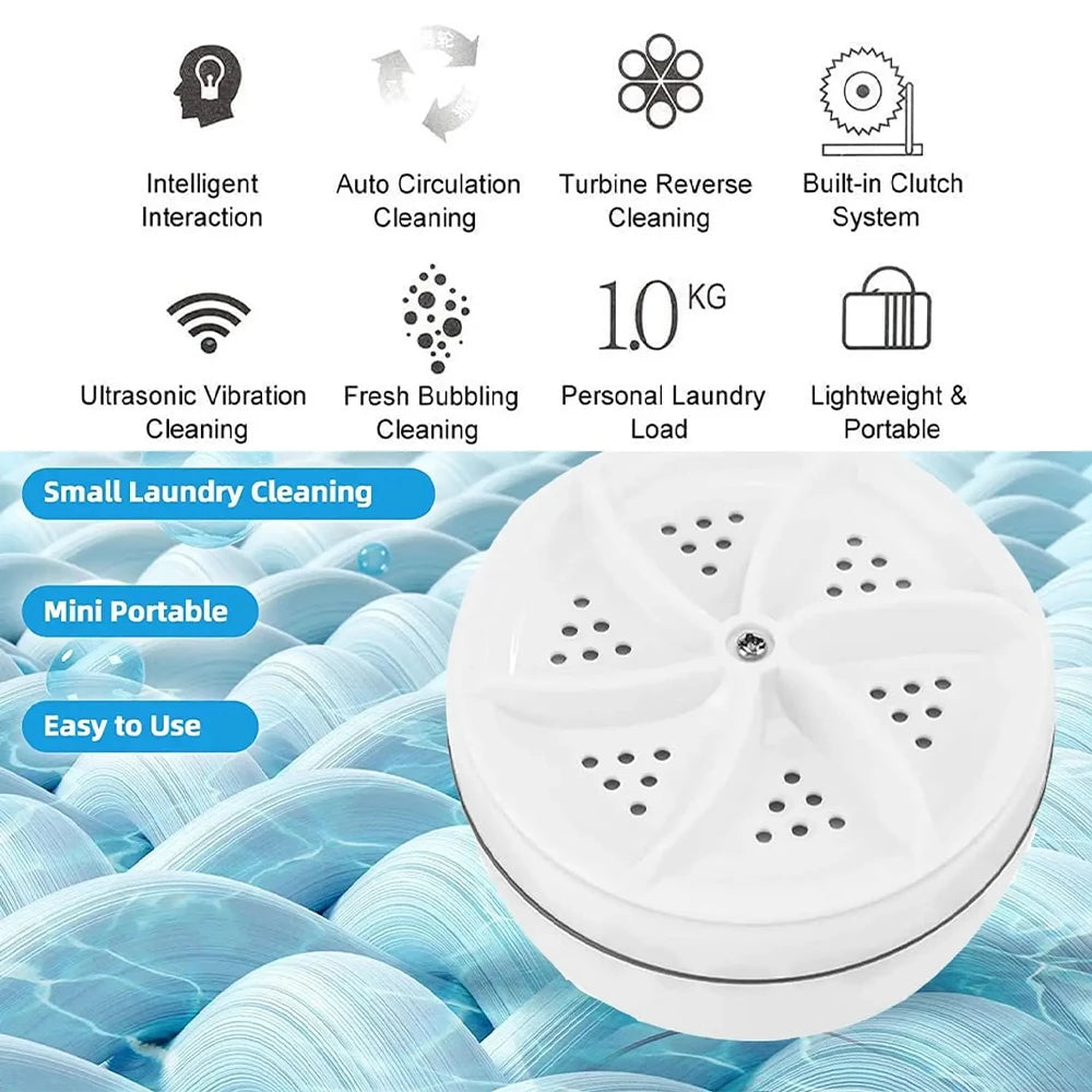 Portable Mini USB Washing Machine – Rotating Turbine for Socks, Underwear, Dishes – Ideal for Travel, Home & Business Trips