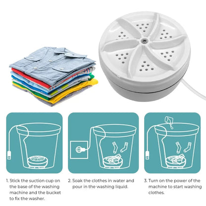 Portable Mini USB Washing Machine – Rotating Turbine for Socks, Underwear, Dishes – Ideal for Travel, Home & Business Trips