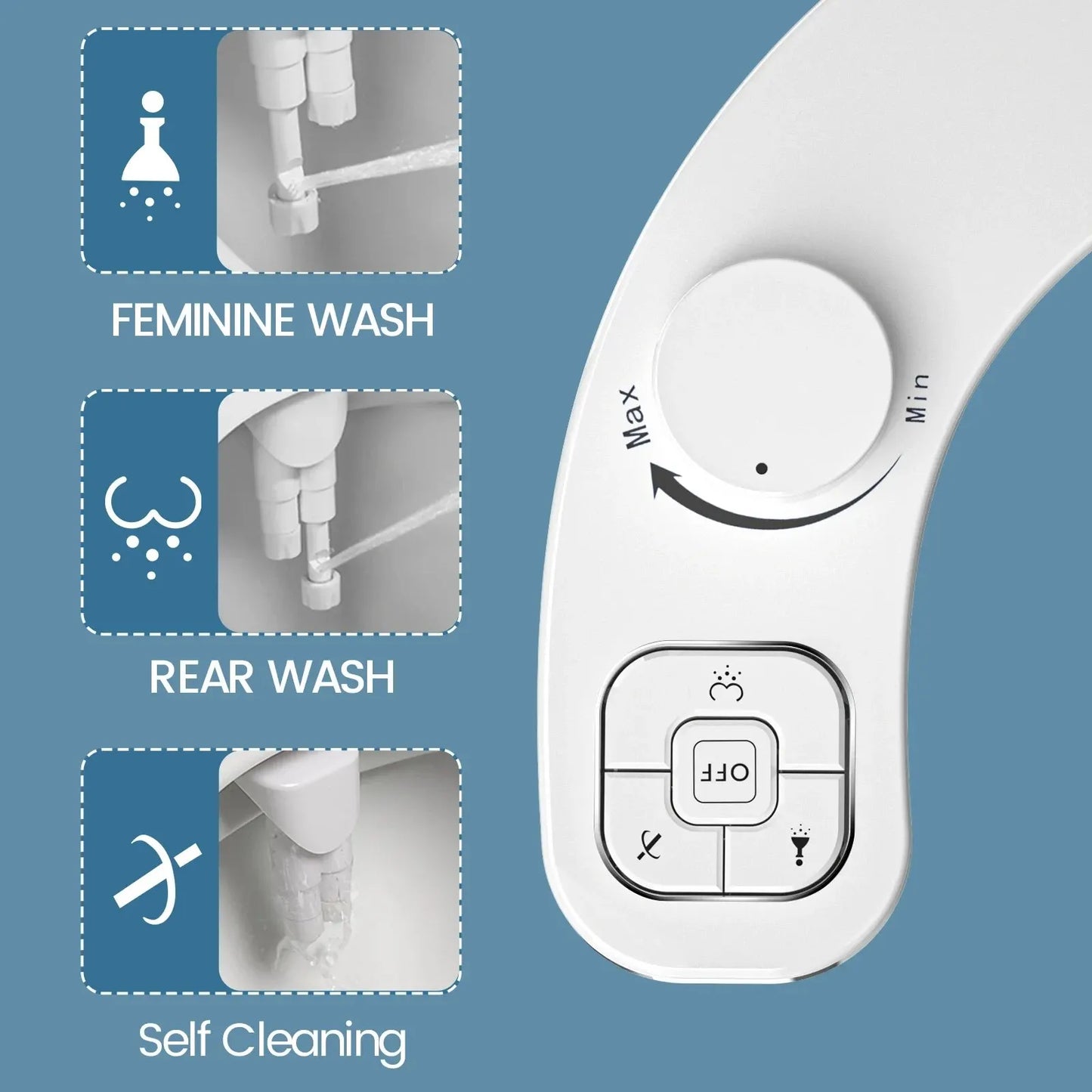 "Samodra Self-Cleaning Bidet Attachment - Dual Nozzle for Front & Rear Wash | Non-Electric Water Toilet Seat Attachment"