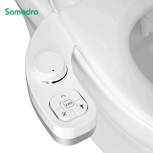 "Samodra Self-Cleaning Bidet Attachment - Dual Nozzle for Front & Rear Wash | Non-Electric Water Toilet Seat Attachment"