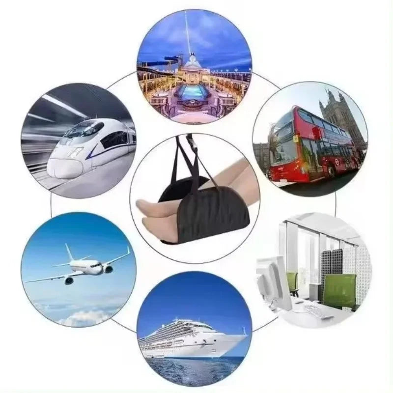 "Adjustable Travel Foot Hammock for Airplane & Office - 1/3 Pack Foot Rest Pad for Long Flights, High-Speed Rail, and Desk - Portable Leg Support"