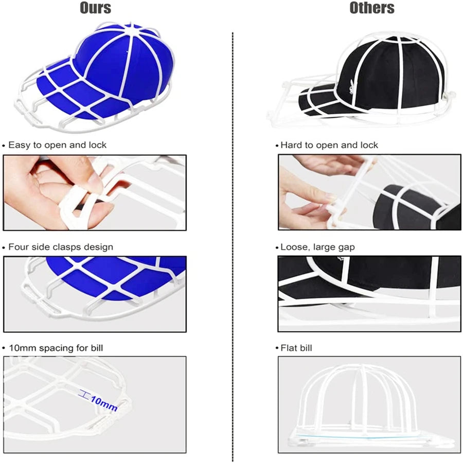 "Hat Washer & Dryer Frame for Baseball Caps – 2024 Cleaning Cage, Shaper & Protector for Adult/Kid Hats"