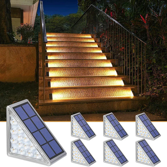 "Outdoor LED Solar Step Light – Triangle IP67 Waterproof Stair Lamp for Patio, Garden, and Porch Decor"