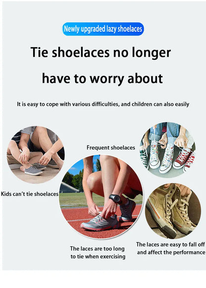 Magnetic Lock Elastic Shoelaces– Metal Lock No-Tie Laces for Sneakers, Running, & Tennis Shoes