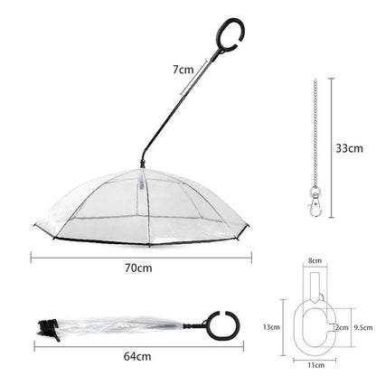 "Transparent Pet Dog Umbrella – Adjustable C-Type Handle with Leash for Rainy Walks"