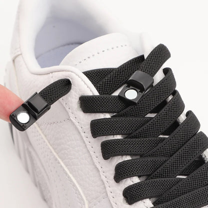 Magnetic Lock Elastic Shoelaces– Metal Lock No-Tie Laces for Sneakers, Running, & Tennis Shoes