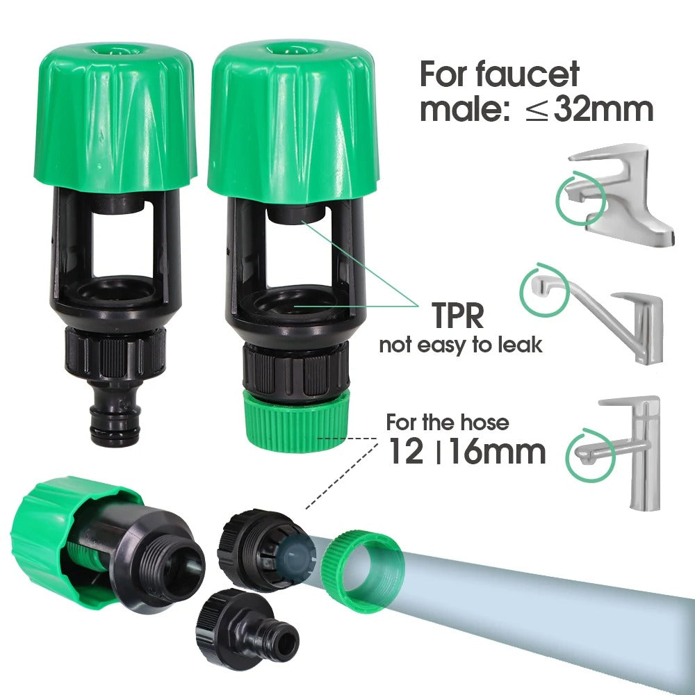 "Universal Kitchen & Garden Tap to Hose Connector Adapter – Quick Fit, Indoor/Outdoor Use"